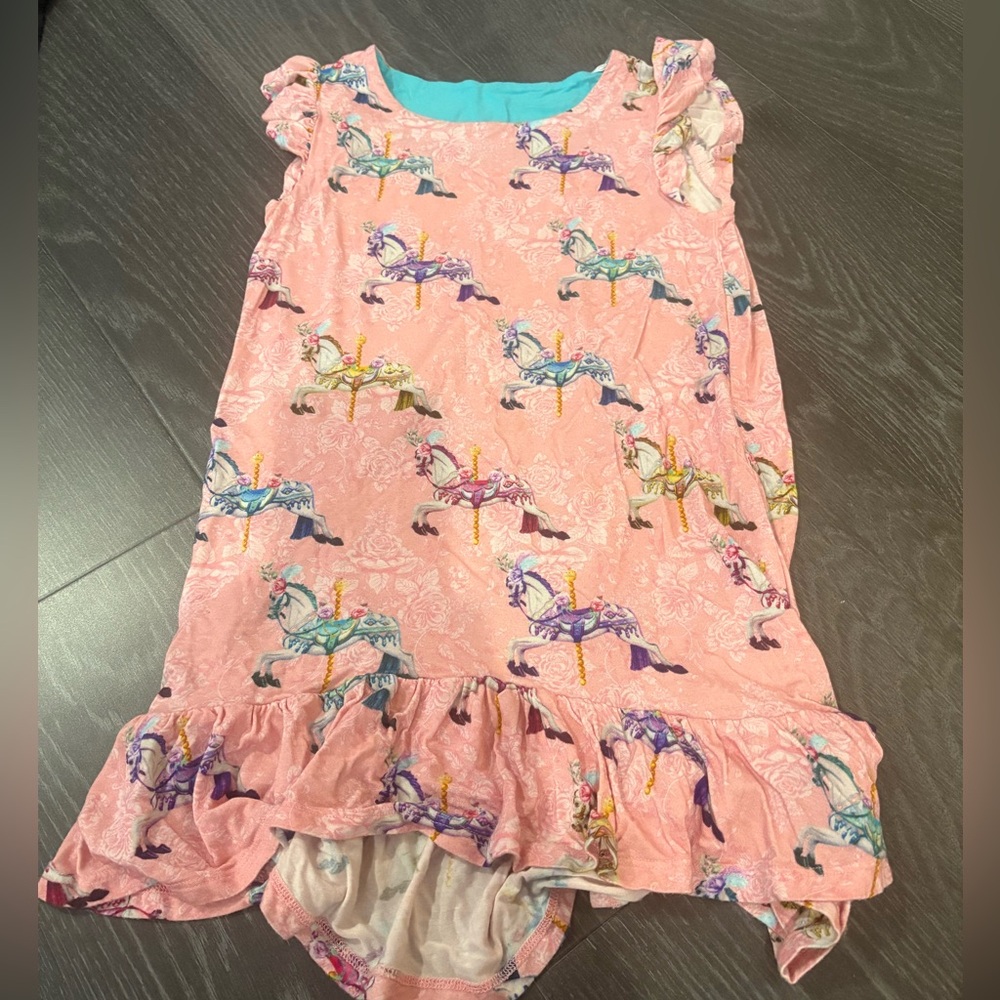 Posh Peanut Girls 6T Unicorn Ruffle Sleeveless Dress